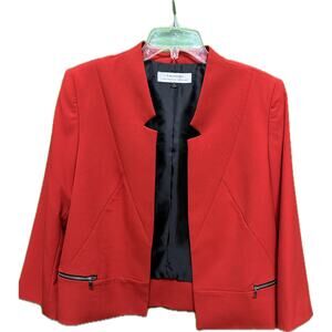 Tahari Arthur S. Levine Tomato Red Blazer Jacket Size 10 NWT